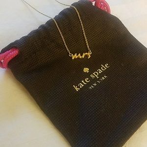 Kate Spade "MRS" gold necklace with bag